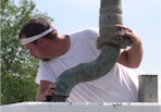 Ryan pouring the concrete from the pumper