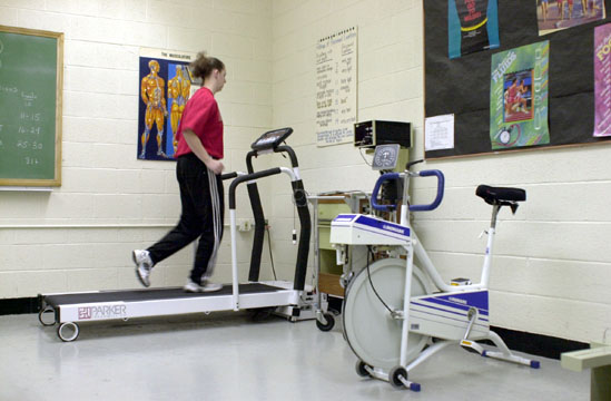 Student on treadmill demonstrating Cardiorespiratory Testing