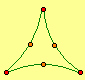 Illustration of binocular vision locating the midpoints of an equilateral triangle.