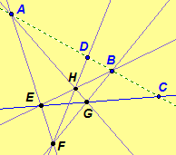 Diagram of a harmonic set of points formed from a complete quadrangle. Click for javasketchpad.