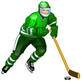 Green hockey player.