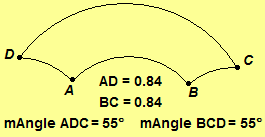 A Saccheri quadrilateral in the Poincare half-plane.