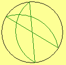 4 lines in the Klein model for elliptic geometry.