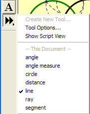 Illustration of where to find the custom tools for the Poincare Half-plane in the Geometer's Sketchpad prepared script. Click on to go to Appendix B.