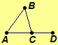 Diagram for proof that a triangle has at most one right angle.