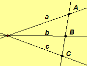 Elementary correspondence or perspectivity between a pencil of points and a pencil of lines. Click for a javasketchpad illustration.