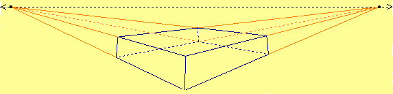 Box in two point perspective. Click for javasketchpad illustration.